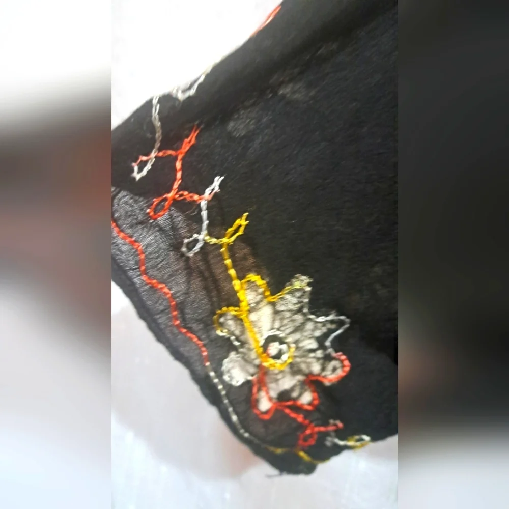 Floral Embroidered Black Dress - Picture 6 of 8